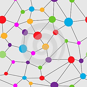 Colored seamless pattern Atomic structure molecular model