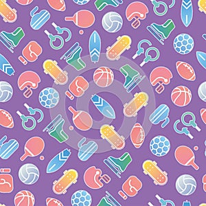 Colored seamless pattern background with sport icons Vector