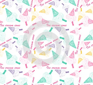 Colored seamless pattern with colorful ice cream cone