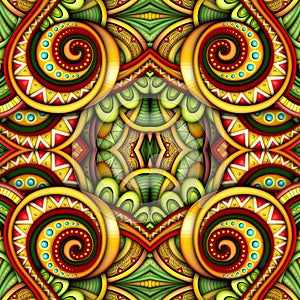 Colored Seamless Tile Pattern, Fantastic Kaleidoscope