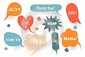 Colored set comic dpeech bubble for text