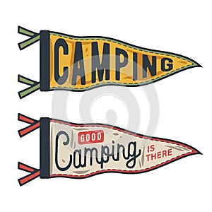 Colored set of flag pointer for camping and travel