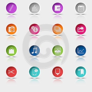 Colored set round web buttons icons element