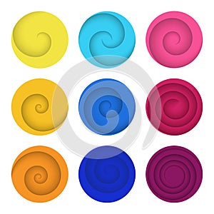 Colored set of spiral and swirls logo design elements, icons, symbols and signs