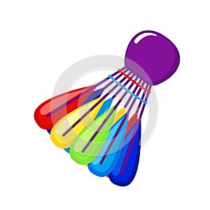 Colored Shuttlecock icon for badminton game in flat style isolated on white background