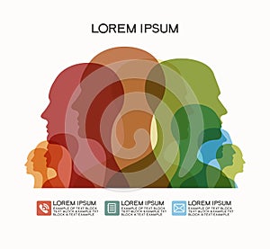 Colored silhouettes of human heads