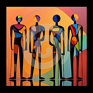 Colored Silhouettes: Neocubism, African Art, Futuristic Androgyny, Silk Painting