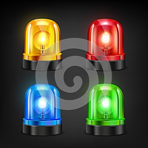 Colored sirens. Various colors of police or fire siren