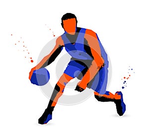 Colored sketch basketball player. Sport concept.