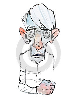 Colored sketch of skinny scary old man