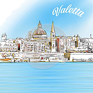 Colored Sketch of Valetta, Malta