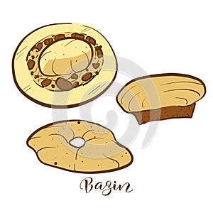 Colored sketches of Bazin bread