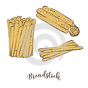 Colored sketches of Breadstick bread