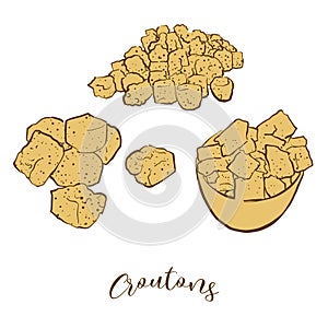 Colored sketches of Croutons bread
