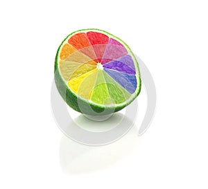 Colored sliced lime isolated