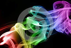 Colored smoke on black