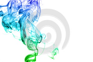 Colored smoke isolated on white background