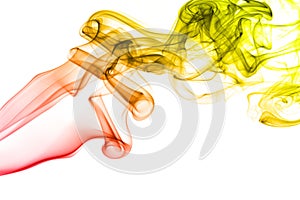 Colored smoke isolated on white background