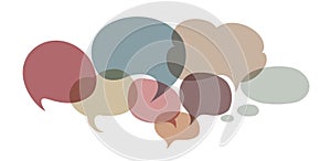 Colored speech bubble. Communication concept. Social network. Colored cloud. Speak - discussion - chat. Symbol
