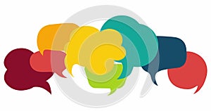 Colored speech bubble. Communication concept. Social network. Colored cloud. Speak - discussion - chat. Symbol talking community