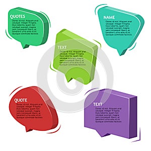 Colored speech bubbles for quotes. speech balloons. comic dialogue balloons. 3d. vector illustration