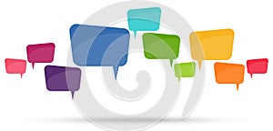 colored speech bubbles in a row