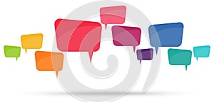 colored speech bubbles in a row