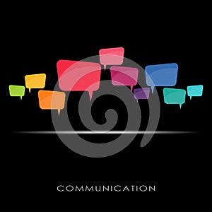 colored speech bubbles in a row