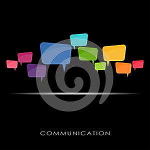 colored speech bubbles in a row