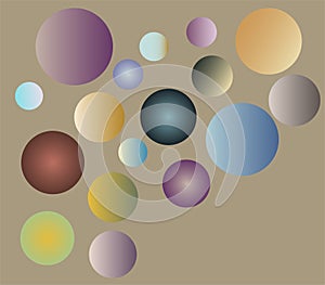 Colored spheres with gradient effect