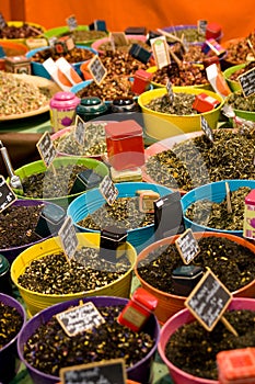 Colored spices at the marketplace