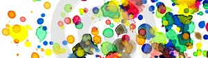 Colored splashes in abstract shape, painting background, banner and header