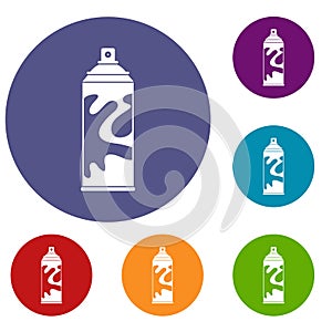 Colored spray icons set