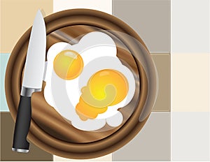 Colored squares light and fried eggs