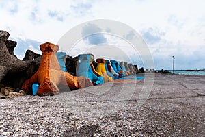 Colored stabilopods near the Black sea coastline