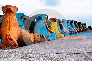 Colored stabilopods near the Black sea coastline