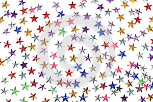 Colored stars confetti on white background