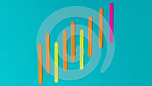 Colored sticks in the form of a graph of profit against the background of the color of sea water