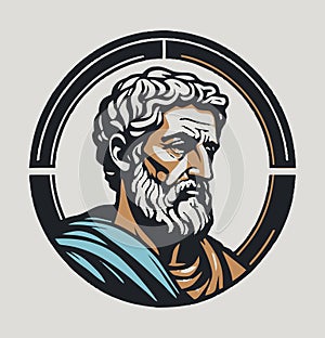 colored stoic man badge to use in current projects photo