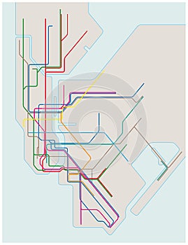 Colored subway map of New York City