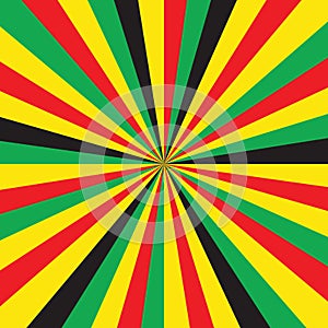 Colored sunburst ray pattern with red, green, yellow diagonal line, stripes background.