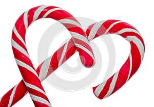 Colored sweet candys, lollipops sticks, Saint Nicholas sweets, Christmas candys isolated, white background