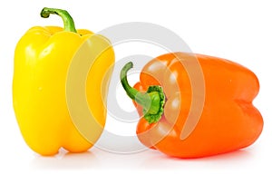 Colored sweet peppers on a white background