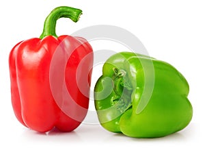 Colored sweet peppers on a white background