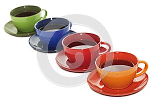 Colored tea cups