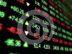 Colored ticker board on black