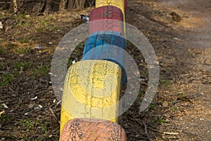 Colored tires as a decoration