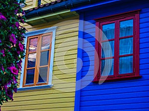 Colored traditional Norwegian wooden houses