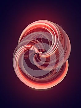 Colored twisted shape. Computer generated abstract geometric 3D render illustration
