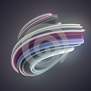 Colored twisted shape. Computer generated abstract geometric 3D render illustration